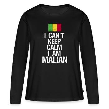 Je n’arrive pas à garder mon calme, je suis Malier - T-shirt manches longues Premium bio Femme - noir - Devant - Julia (174cm)