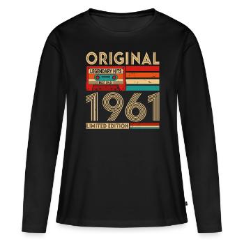 Original legendäre Hits Das Beste von 1961 - Frauen Premium Bio Langarmshirt - Schwarz - Vorne - Julia (174cm)