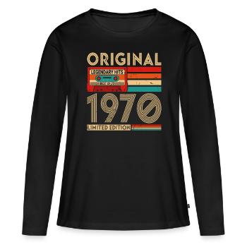 Original legendäre Hits Das Beste von 1970 - Frauen Premium Bio Langarmshirt - Schwarz - Vorne - Julia (174cm)