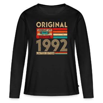 Original legendäre Hits Das Beste von 1992 - Frauen Premium Bio Langarmshirt - Schwarz - Vorne - Julia (174cm)