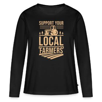 Unterstützen Sie Ihre Lokalen Landwirte - Frauen Premium Bio Langarmshirt - Schwarz - Vorne - Julia (174cm)