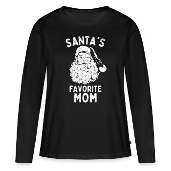 Christmas Mama Santa's favorite Mom - Women's Premium Organic Long Sleeve Shirt - black - Front - Julia (174cm)