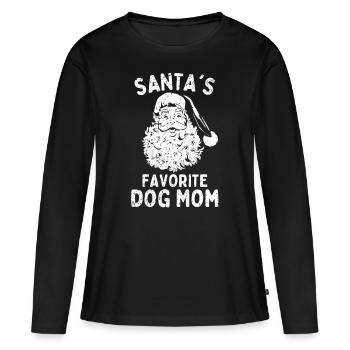 Weihnachten Hunde mom Santa's Favorite dog mom - Frauen Premium Bio Langarmshirt - Schwarz - Vorne - Julia (174cm)