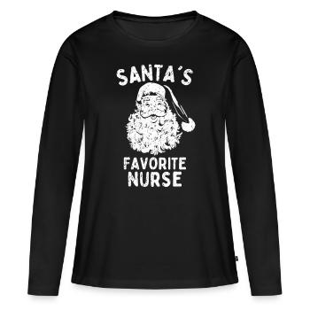 L’infirmière de Noël L’infirmière préférée du Père Noël - T-shirt manches longues Premium bio Femme - noir - Devant - Julia (174cm)