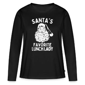 Santas favorite Lunch Lady funny christmas saying - Women's Premium Organic Long Sleeve Shirt - black - Front - Julia (174cm)