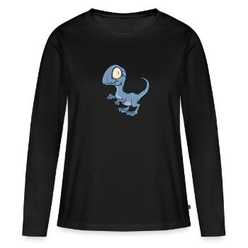 Kawaii Velociraptor - T-shirt manches longues Premium bio Femme - noir - Devant - Julia (174cm)