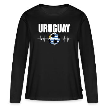 Uruguay Football - T-shirt manches longues Premium bio Femme - noir - Devant - Julia (174cm)