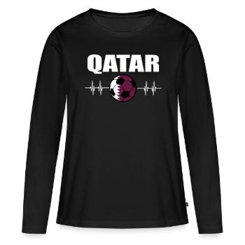 Qatar Football - T-shirt manches longues Premium bio Femme - noir - Devant - Julia (174cm)