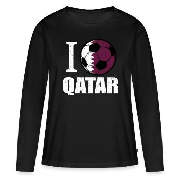Qatar Football - T-shirt manches longues Premium bio Femme - noir - Devant - Julia (174cm)