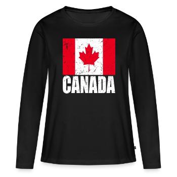 Drapeau du Canada - T-shirt manches longues Premium bio Femme - noir - Devant - Julia (174cm)