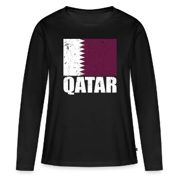 Drapeau du Qatar - T-shirt manches longues Premium bio Femme - noir - Devant - Julia (174cm)