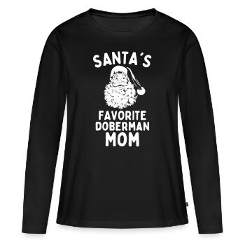 Christmas Doberman mom Santa's Favorite dog mom - Women's Premium Organic Long Sleeve Shirt - black - Front - Julia (174cm)