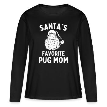 Christmas Pug mom Santa's Favorite Pug - Women's Premium Organic Long Sleeve Shirt - black - Front - Julia (174cm)