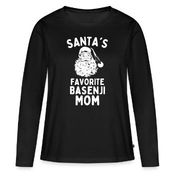 Weihnachten Basenji mom Santa's Favorite Basenji - Frauen Premium Bio Langarmshirt - Schwarz - Vorne - Julia (174cm)