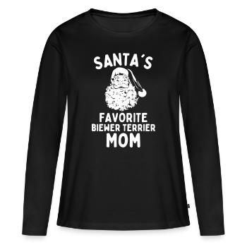 Christmas Biewer-Terrier mom - Women's Premium Organic Long Sleeve Shirt - black - Front - Julia (174cm)