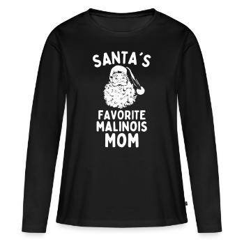 Weihnachten Malinois mom Santa's Favorite Malinois - Frauen Premium Bio Langarmshirt - Schwarz - Vorne - Julia (174cm)