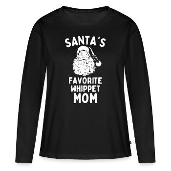 Weihnachten Whippet mom Santa's Favorite Whippet - Frauen Premium Bio Langarmshirt - Schwarz - Vorne - Julia (174cm)