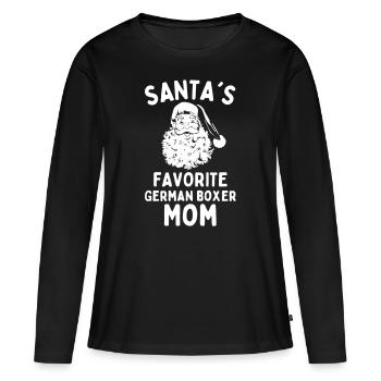 Noël boxeur allemand maman - T-shirt manches longues Premium bio Femme - noir - Devant - Julia (174cm)