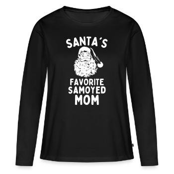 Christmas Samoyed mom Santa's Favorite Samoyed - Women's Premium Organic Long Sleeve Shirt - black - Front - Julia (174cm)