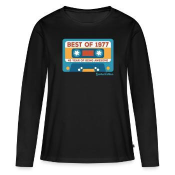 1977 Vintage Vintage Retro Cadeau D’anniversaire - T-shirt manches longues Premium bio Femme - noir - Devant - Julia (174cm)