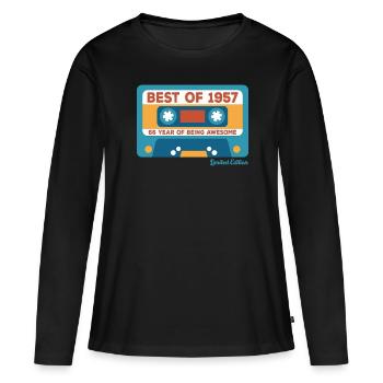 1957 Vintage Vintage Retro Cadeau D’anniversaire - T-shirt manches longues Premium bio Femme - noir - Devant - Julia (174cm)