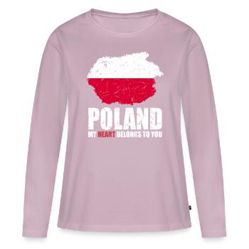 Drapeau de la Pologne - T-shirt manches longues Premium bio Femme - rose poudré - Devant - Julia (174cm)