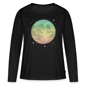 Lune Pastel Céleste - T-shirt manches longues Premium bio Femme - noir - Devant - Julia (174cm)