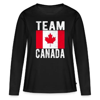 Drapeau du Canada - T-shirt manches longues Premium bio Femme - noir - Devant - Julia (174cm)