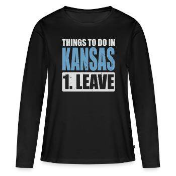 Mème du Kansas - T-shirt manches longues Premium bio Femme - noir - Devant - Julia (174cm)