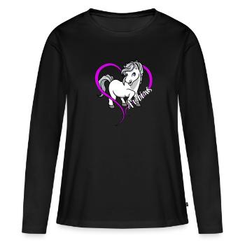 Amoureux des chevaux - Arabes - T-shirt manches longues Premium bio Femme - noir - Devant - Julia (174cm)