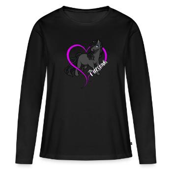 Amoureux des chevaux - Frisons - T-shirt manches longues Premium bio Femme - noir - Devant - Julia (174cm)