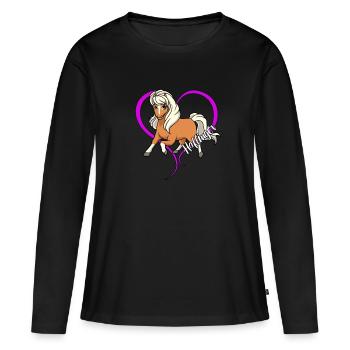Amoureux des chevaux - Haflinger - T-shirt manches longues Premium bio Femme - noir - Devant - Julia (174cm)