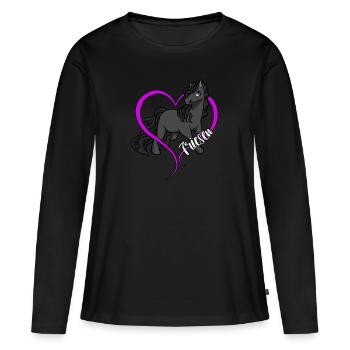 Amoureux des chevaux - Frisons - T-shirt manches longues Premium bio Femme - noir - Devant - Julia (174cm)