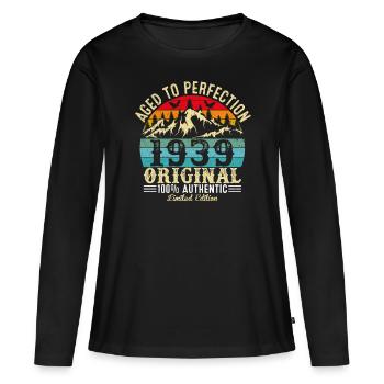 Perfekt gealtert 1939 original - Frauen Premium Bio Langarmshirt - Schwarz - Vorne - Julia (174cm)