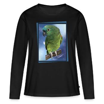 L’amazone à front bleu - T-shirt manches longues Premium bio Femme - noir - Devant - Julia (174cm)