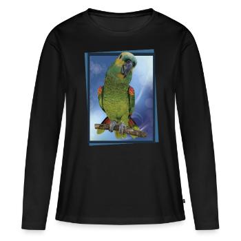 L’amazone à front bleu - T-shirt manches longues Premium bio Femme - noir - Devant - Julia (174cm)