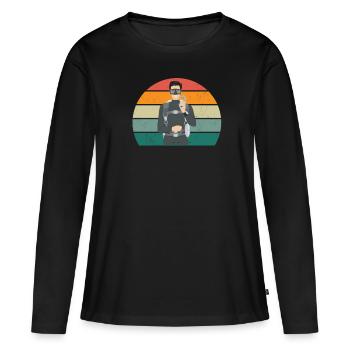 Plongeur Plongée Plongée Oxygène Plongée - T-shirt manches longues Premium bio Femme - noir - Devant - Julia (174cm)