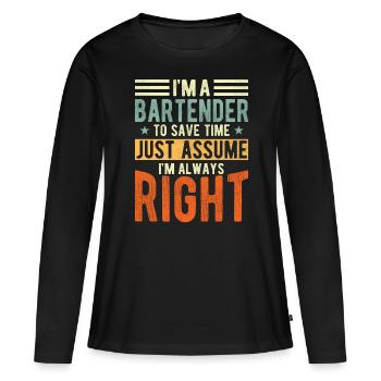 Barman - T-shirt manches longues Premium bio Femme - noir - Devant - Julia (174cm)