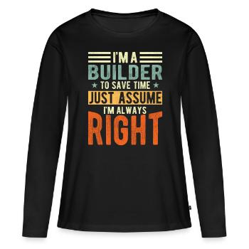 Constructeur - T-shirt manches longues Premium bio Femme - noir - Devant - Julia (174cm)