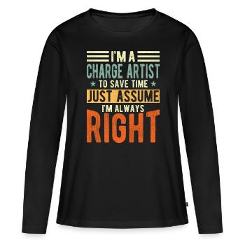 Artiste - T-shirt manches longues Premium bio Femme - noir - Devant - Julia (174cm)