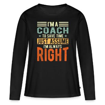 Entraîneur - T-shirt manches longues Premium bio Femme - noir - Devant - Julia (174cm)