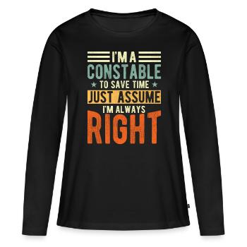 Policier - T-shirt manches longues Premium bio Femme - noir - Devant - Julia (174cm)