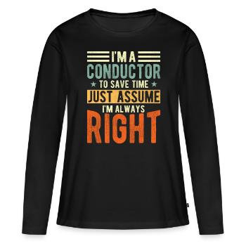 Dirigent - Frauen Premium Bio Langarmshirt - Schwarz - Vorne - Julia (174cm)