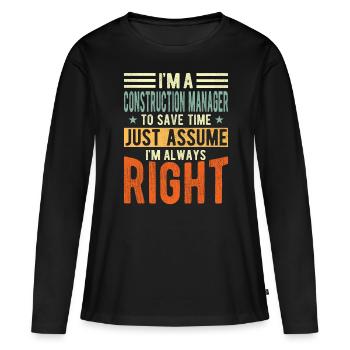 Responsable du site - T-shirt manches longues Premium bio Femme - noir - Devant - Julia (174cm)