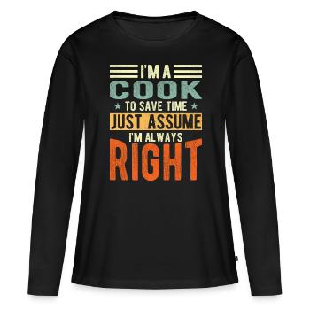 Cuire - T-shirt manches longues Premium bio Femme - noir - Devant - Julia (174cm)