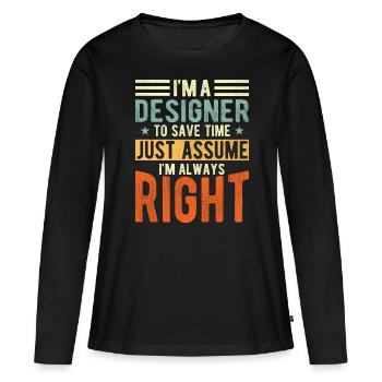 Concepteur - T-shirt manches longues Premium bio Femme - noir - Devant - Julia (174cm)