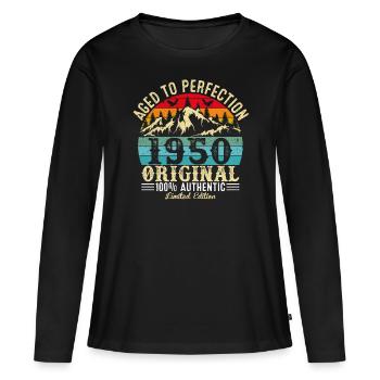 Aged to perfection 1950 original - Women's Premium Organic Long Sleeve Shirt - black - Front - Julia (174cm)