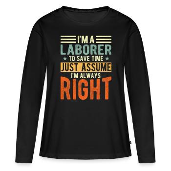 Arbeiter - Frauen Premium Bio Langarmshirt - Schwarz - Vorne - Julia (174cm)