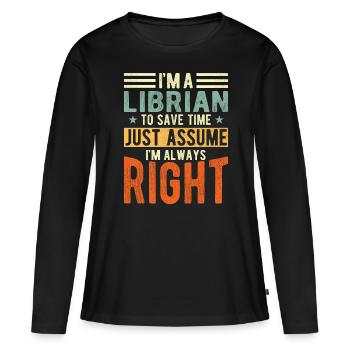 Balance - T-shirt manches longues Premium bio Femme - noir - Devant - Julia (174cm)