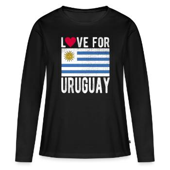 Drapeau de l’Uruguay - T-shirt manches longues Premium bio Femme - noir - Devant - Julia (174cm)